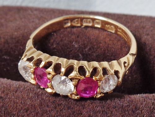 fig 1. Stunning Antique 18ct Gold Diamond and Ruby Ring