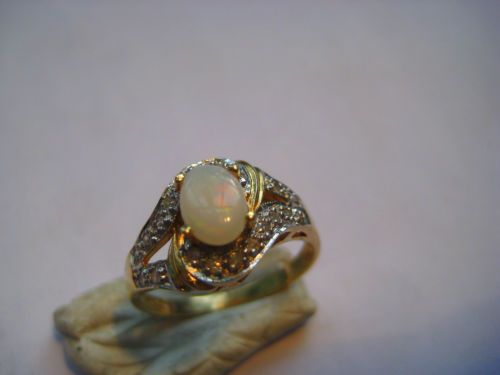 fig 3. Lovely Art Deco 14ct Gold Diamond and Opal Ring