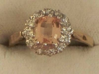 Stunning Art Deco Design 18ct Gold Citrine Diamond Cluster Ring