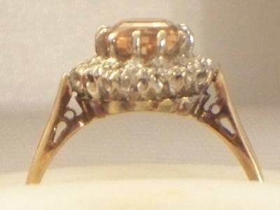 fig 1. STUNNING ART DECO DESIGN 18CT GOLD CITRINE DIAMOND CLUSTER RING
