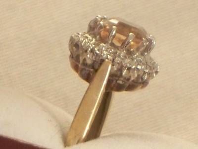 fig 2. STUNNING ART DECO DESIGN 18CT GOLD CITRINE DIAMOND CLUSTER RING
