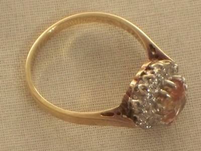 fig 3. STUNNING ART DECO DESIGN 18CT GOLD CITRINE DIAMOND CLUSTER RING