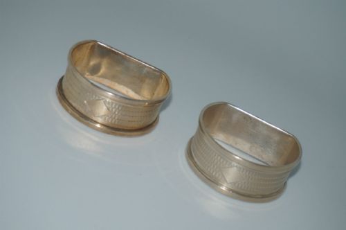 Pair of George VI Art Deco Sterling Silver Napkin Rings – Birmingham – 1939