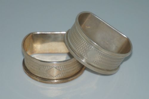 fig 1. Pair Of George VI Art Deco Sterling Silver Napkin Rings – Birmingham – 1939