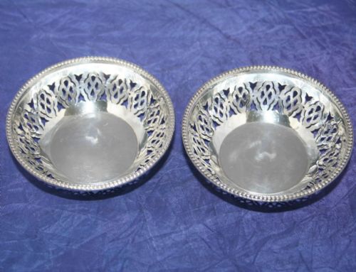 Pair of Pretty English Sterling Silver Dishes by Henry Clifford Davis~b'ham 1921
