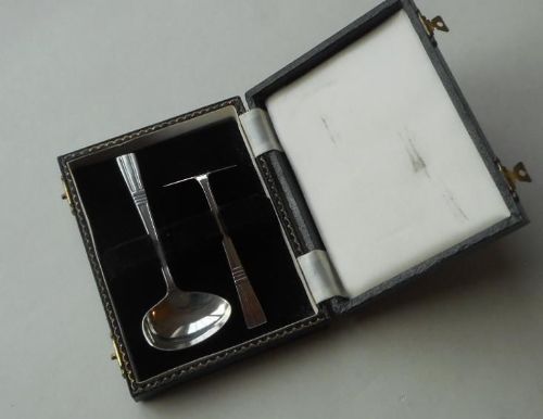 Super Boxed Silver Pusher and Spoon Christening Set
