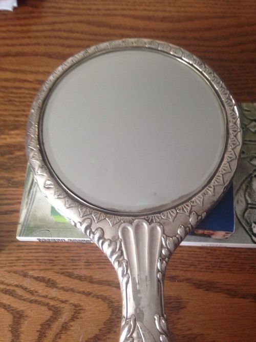 Lovely Silver Hand Held Mirror Angels & Cherrubs Chester 1906