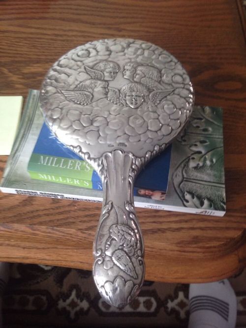 fig 1. Lovely Silver Hand Held Mirror Angels & Cherrubs Chester 1906
