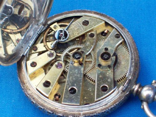 fig 2. ANTIQUE 935 SILVER CASED LADIES POCKET WATCH, KEY WIND, WORKING.