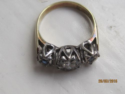 fig 1. Stunning Art Deco 18ct gold 0.25ct diamond and sapphire ring.