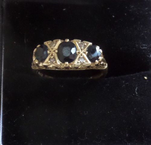 Edwardian Style 18ct Gold Sapphire and Diamond Ring