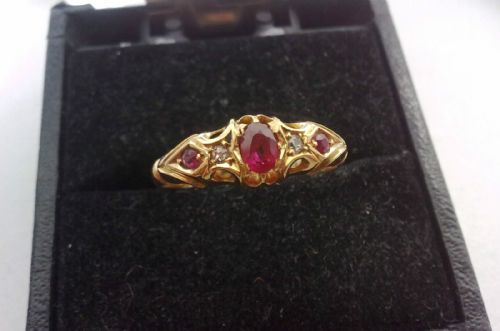 fig 1. Stunning Edwardian 18ct gold diamond and ruby ring 1907