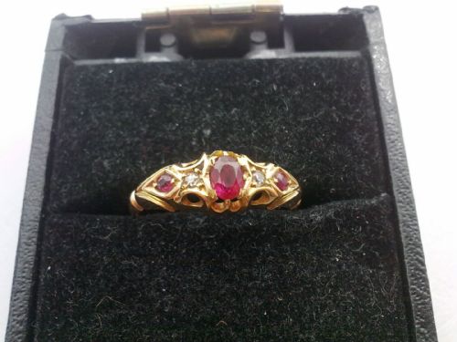 fig 2. Stunning Edwardian 18ct gold diamond and ruby ring 1907