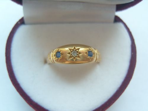 fig 1. Lovely Edwardian 18ct Gold Sapphire and Diamond Ring