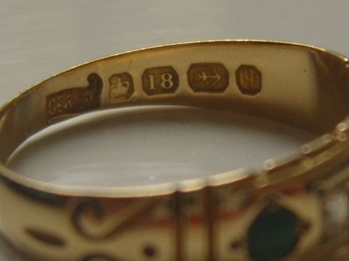 fig 1. Antique Victorian 18ct gold Jade and Diamond Ring