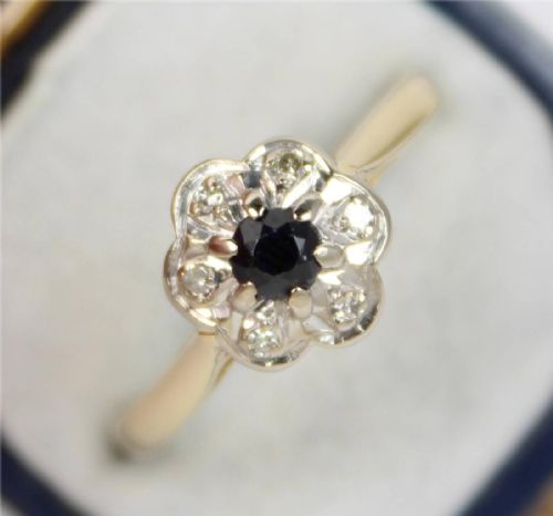 fig 2. Art Deco Sapphire & Diamond Ladies 18ct Gold Cluster Ring