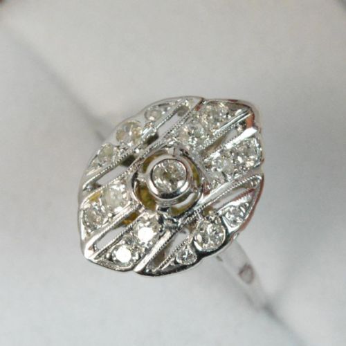 Art Deco 18ct White Gold & 0.7ct Diamond Ladies Cluster Ring