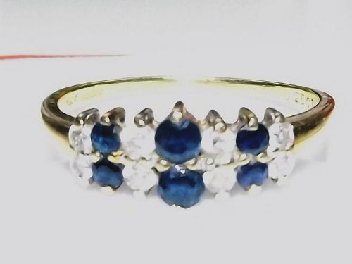 Stunning Art Deco Design 18ct Gold Sapphire and Diamond Ring