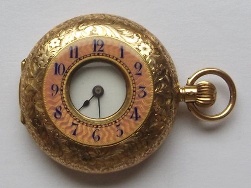 Stunning Art Deco Half Hunter 14ct Gold Ladies Fob Watch
