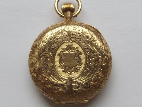 fig 1. Stunning Art Deco Half Hunter 14ct Gold Ladies Fob Watch