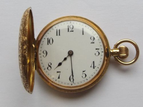 fig 2. Stunning Art Deco Half Hunter 14ct Gold Ladies Fob Watch