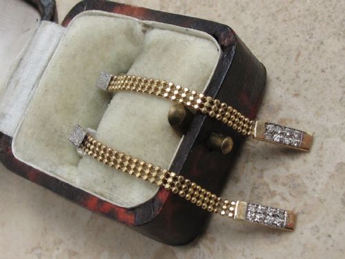 Lovely Art Deco 9ct Gold and Diamond Drop Earrings