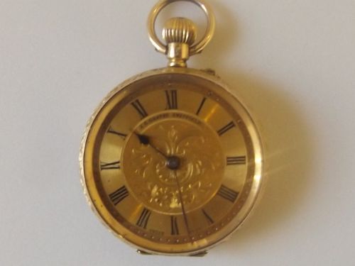 Art Deco Ladies Pocket Watch 14ct Gold 1930s