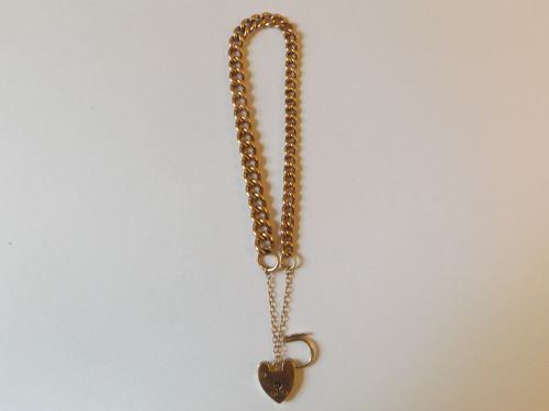 Super Victorian 9ct Rose Gold Curb & Lock Bracelet