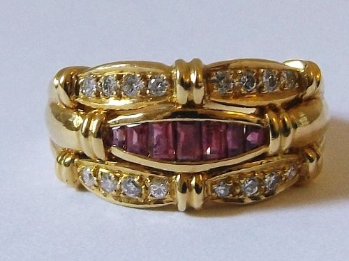 Stunning Art Deco 18ct Gold Ruby & Diamond Ring