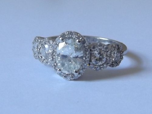 fig 1. Stunning Art Deco 18ct White Gold 2.7ct 5 Stone Diamond Cluster Ring. REDUCED