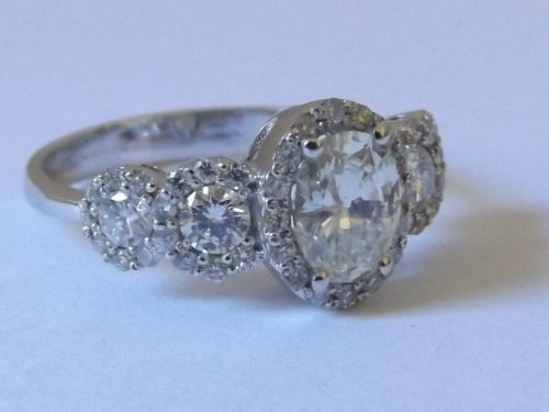fig 2. Stunning Art Deco 18ct White Gold 2.7ct 5 Stone Diamond Cluster Ring. REDUCED