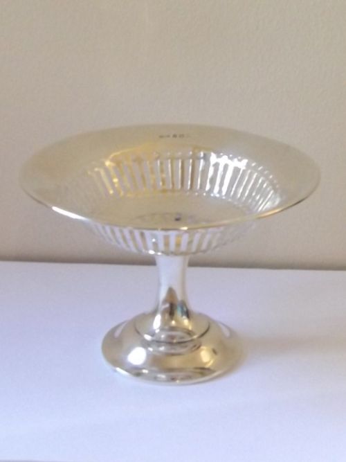 Lovely Edwardian Silver Pierced Large Pedestal Dish