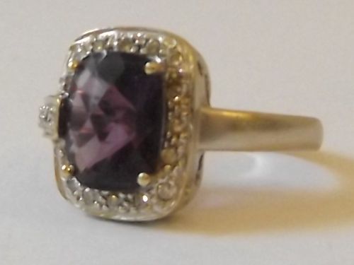 Fine Amethyst and Diamond Art Deco 18ct White Gold Cluster Ring