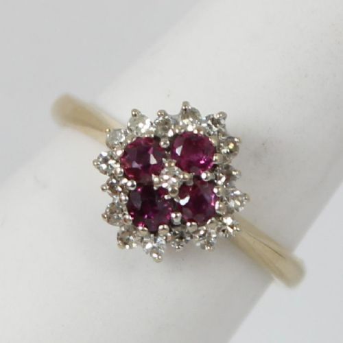 fig 1. Stunning Ruby & Diamond 18ct Gold Cluster Ring