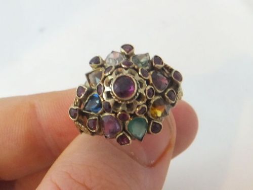 Lovely Art Deco Multi Gem Princess 18ct Gold Ring