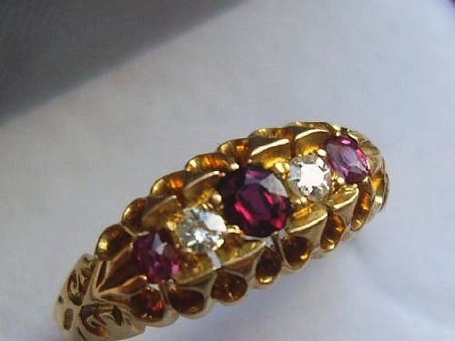 Stunning 18ct Gold Ruby and Diamond Ring C1910