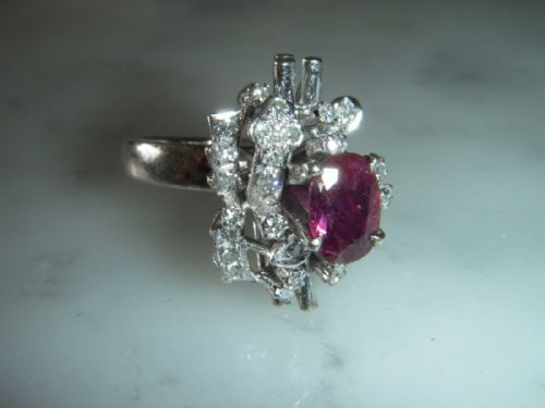 Superb 1.00 Carat Diamond & 1.25 Carat Ruby 18ct White Gold Cluster Ring