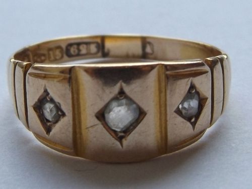 Victorian 15ct Gold & Diamond Gypsy Ring