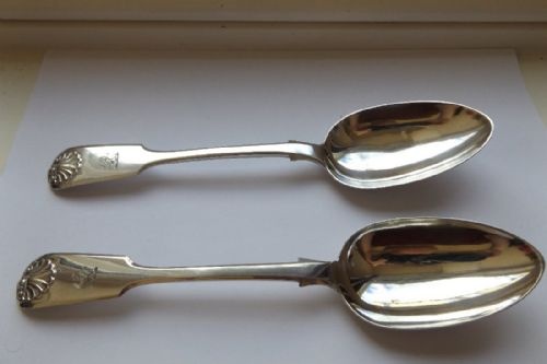 Rare Pair of Early Victorian Newcastle Silver Tablespoons