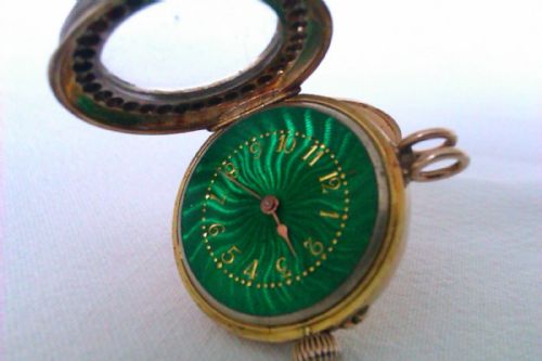 fig 1. Rare Stunning Le Roy & Fils 18ct Gold & Diamond Pendant Watch