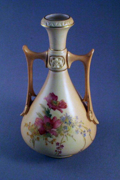 Royal Worcester Twin Handled Blush Ivory Bud Vase