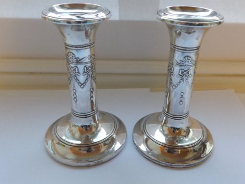 Lovely Pair of Edwardian Silver Candlesticks