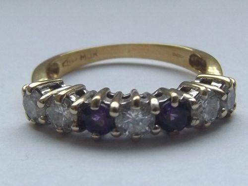 Stunning 18ct Gold Amethyst & 0.75ct Diamond Half Hoop Ring