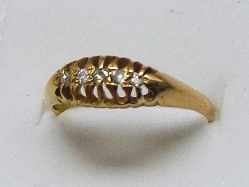Victorian 18 Carat Gold and 5 Stone Diamond Ring
