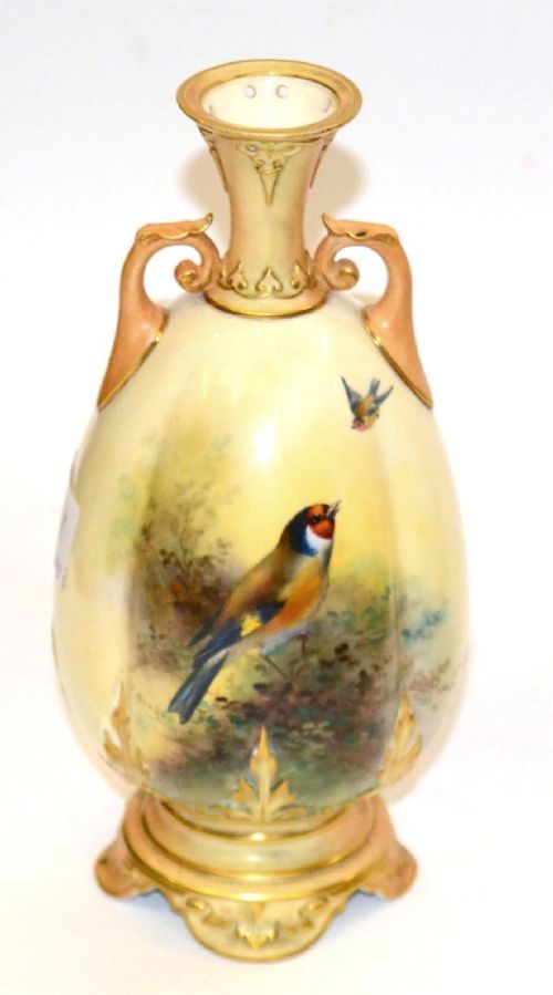 Beautiful Royal Worcester Twin Handled Vase Signed E Barker
