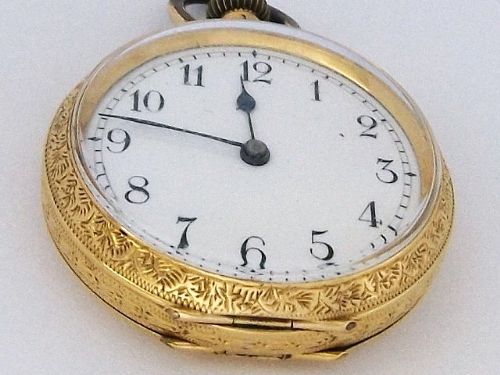 Lovely Antique Ladies 18ct Gold Open Face Pocket Watch