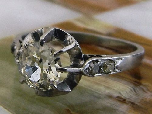 Stunning Art Deco French 18ct White Gold 3/4ct Diamond Solitaire Ring
