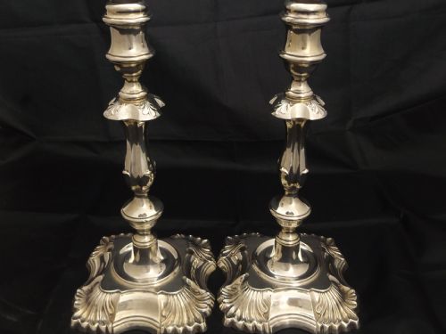Impressive Pair of Large Edwardian Silver Candlesticks