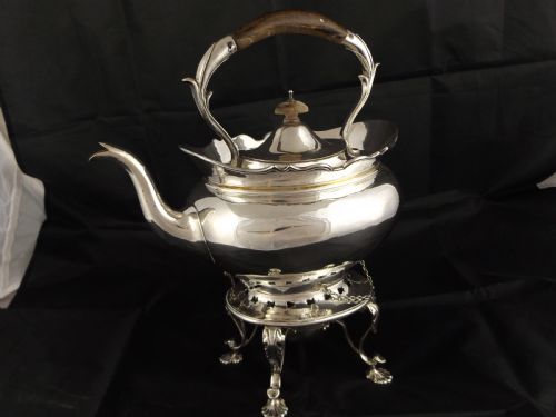 fig 1. Quality Antique Irish Silver Spirit Kettle