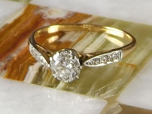 Stunning Edwardian 18ct Gold & Platinum 0.7ct Diamond Solitaire Ring